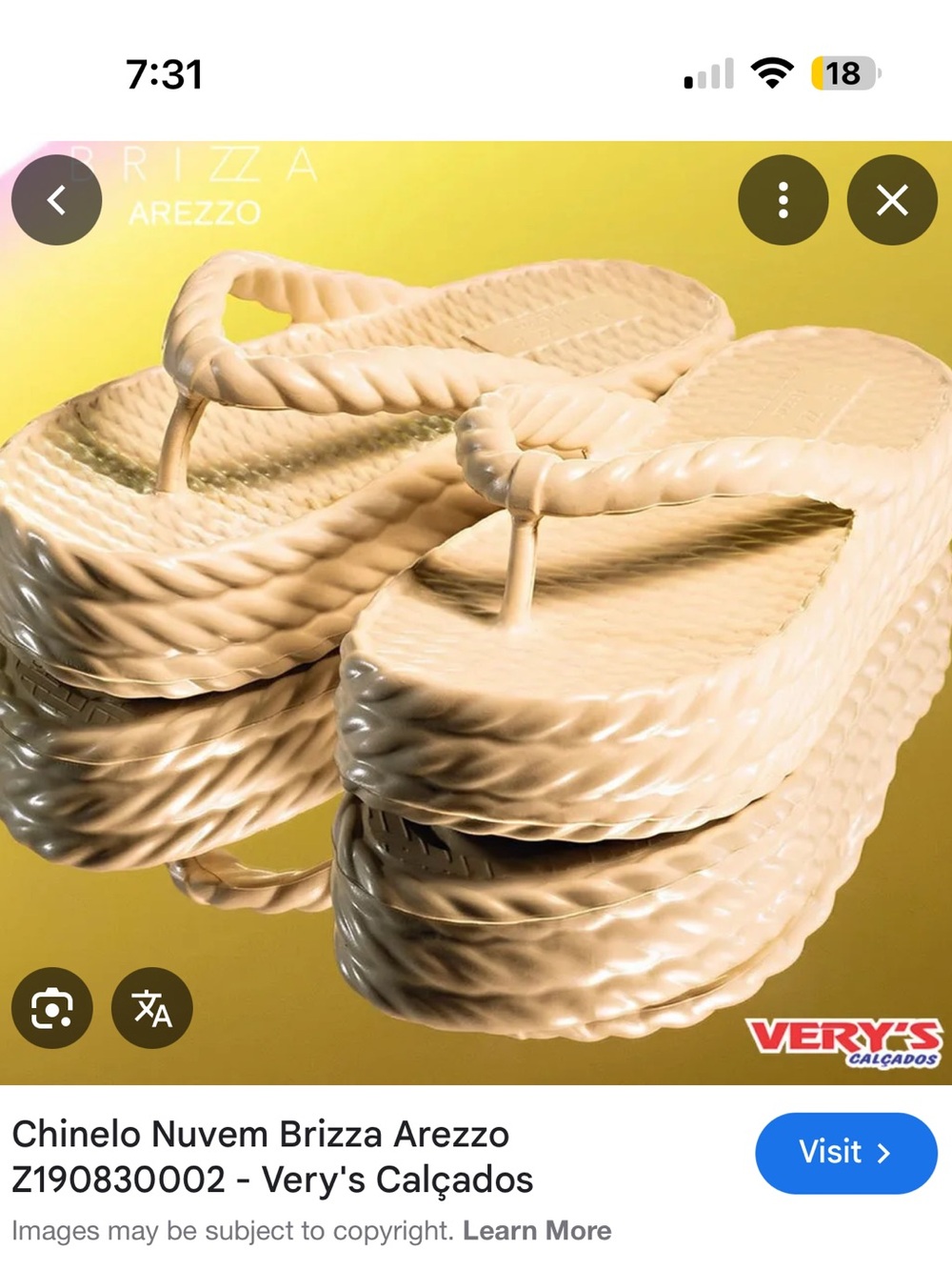 Arezzo Brizza Cloud Platform Flip Flops in Cream